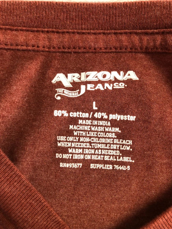 Arizona Jean Co Shirt Mens Large Rust Red Heather Crewneck Cotton Blend Tee - Image 2 of 3
