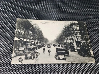  Paris Boulevard des Italiens   Autos L'Abeille Bikes,Shops RPPC Postcard 2572