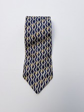 Henry Grethel Blue Gold Geometric Abstract Silk Necktie Mens Designer Tie