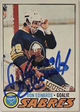 1977-78 TOPPS Don Edwards Auto Card #201 (RC) Buffalo Sabres Vintage Signed NHL