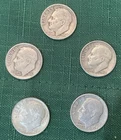 5 Roosevelt Dimes:  ‘52d,’60d,’62d,’64,’64d; 90% Silver; Free Shipping.