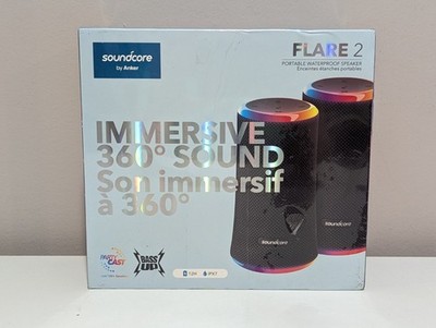 Anker Soundcore Flare 2 Wireless Speaker | IPX7 Waterproof Black A3165 2-Pack