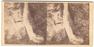Frankreich Auvergne Cascade du Plat à Barbe Stereo Foto um 1870