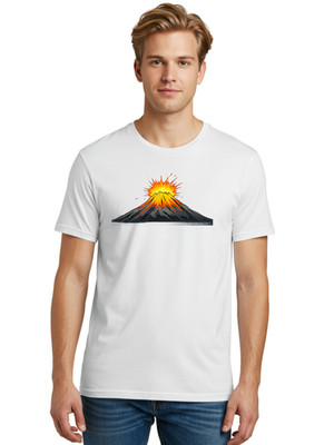 Volcano-Erupting-4 Mens Graphic Tee, 100% Cotton, Casual Summer Wear