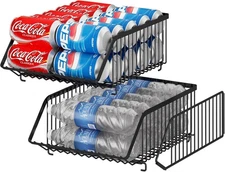 GILLAS 2 Pack Stackable Soda Can Organizer with Dividers for Black 
