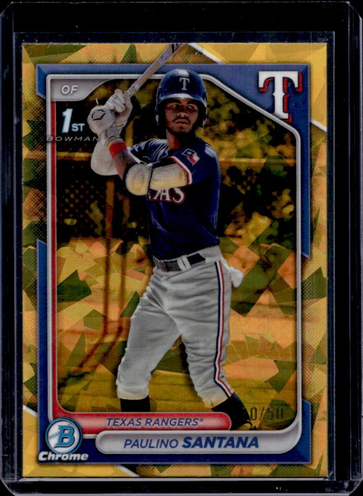 2024 Bowman Chrome Sapphire Paulino Santana Refractor 1st Prospect Gold #10/50