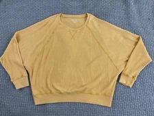 Time And Tru Womens Waffle Shirt Long Sleeve Yellow Size XL