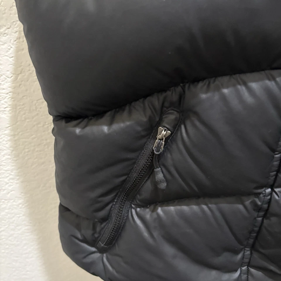 NIKE Down Puffer Vest Womens Med(8-10) Roll Up Collar Zipper Front Black - Image 4 of 4