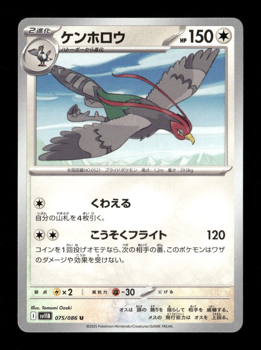 Unfezant Uncommon SV11B: Black Bolt 075/086 NM Pokemon NM
