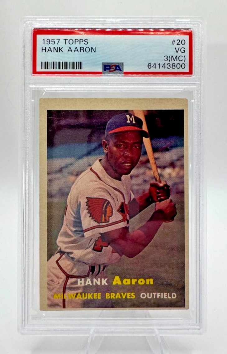 1957 Topps Hank Aaron #20 PSA 3 (MC) VG Milwakee Braves