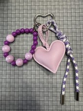 Heart Shape PU Leather Braided Rope Bag Pendant Keychain Bag Charm