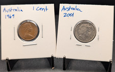 2‑Coin Bundle – Australia 1969 1 Cent & 2001 5 Cents