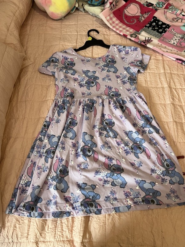 Disney Lilo & Stitch Purple Skater Dress Size M 7/8