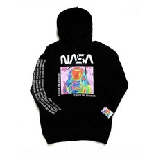 NASA Rainbow Neon Hoodie Size Medium M Astronaut Mens Womens Adult Black Pink
