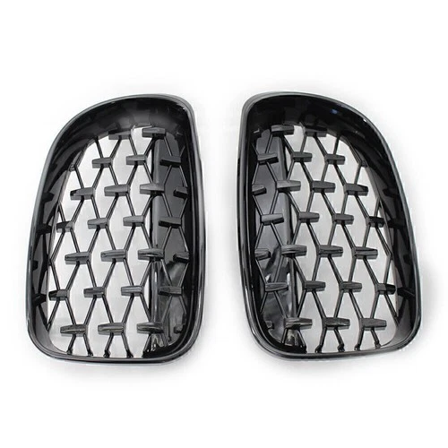 For BMW E81 E82 E87 E88 ABS 2Pcs Chrome+Black Diamond Style Front Bumper Grille - Picture 8 of 18
