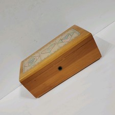 Vtg Mini LANE Cedar Chest Wood Box with hard to find heart key painted quilt top