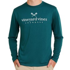 Vineyard Vines Performance Shirt Boys XL 18 Hunter Green Lacrosse Long Sleeve