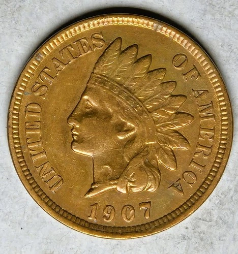 1907 Indian Head Cent - LOOKS RED-BROWN - Almost Uncirculated - FREE SHIPPING!