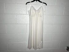 Vintage Shadowline White Nylon Lace Trimmed Slip Dress