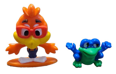 Lot of 2 Vintage Food Promo Toys   Cocoa Puffs Sonny Cuckoo Bird & Kinder Frog