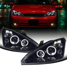 2000-2004 Ford Focus Led Dual Rims Projector Headlights Assembly Black Smoke 2000-2004 Ford Focus Led Dual Rims Projector Headlights Assembly Black Smoke