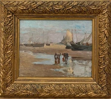 Tableau Jules Adler (1865-1952) - Berck sur mer, Pêche à marée basse, 1898