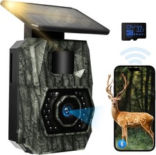 Solar Trail Camera WiFi Bluetooth 64MP 4K Game Camera W/ 5200mAh Rechargeable