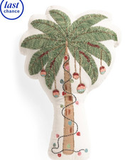 Tommy Bahama Holiday Palm Tree Beaded Pillow Christmas Beach Coastal 20 x 14 NEW