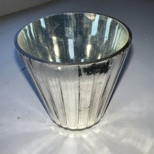 Image of 6 X NEW Elegant Ridged Silver Mercury Tealight Holders