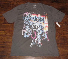 Men's Venom Marvel City Aflame Graphic T-Shirt Tee Gray Charcoal Size XL NWT