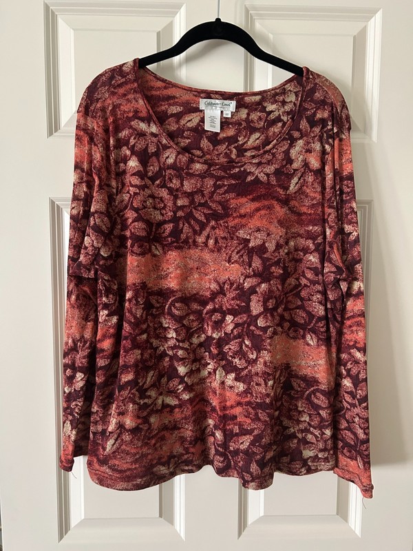 Coldwater Creek 2x burnout top EUC rust/burnt orange