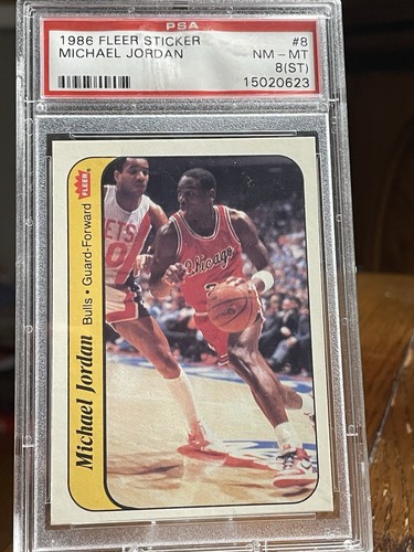 Fleer 1986-87 Sticker Michael Jordan #8 Chicago Bulls PSA 8 Rookie Card