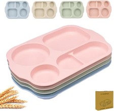 Large 12 Inch Divided Plates for Kids Adults, Wheat Straw Portion Control Plate,