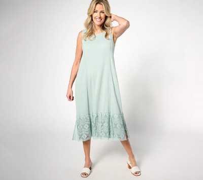 logo liens by lori goldstein petite knit dress with crochet L blue mist petit 4X
