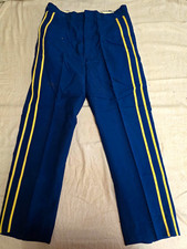 SACO Blue Dress Pants Yellow Side Stripe Pleated Twill Wool Blend 31W