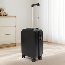 20"Cabin Suitcase Airline Approved Carry On Spinner Trolley Cup Holder USB Black