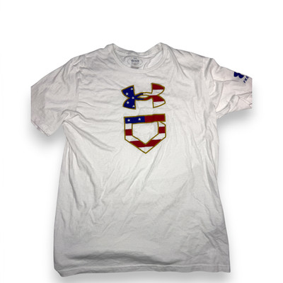 Under Armour Freedom Baseball USA Flag T-Shirt White M