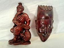 China,kunstvolle,Holzschnitzerei,Figur kl.Maske,vtl.Buchsbaum-Holz
