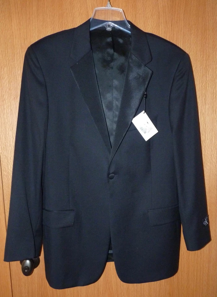 CALVIN KLEIN Men’s Black Wool Satin Lapel Tuxedo Jacket 42R NWT! - Image 2 of 4