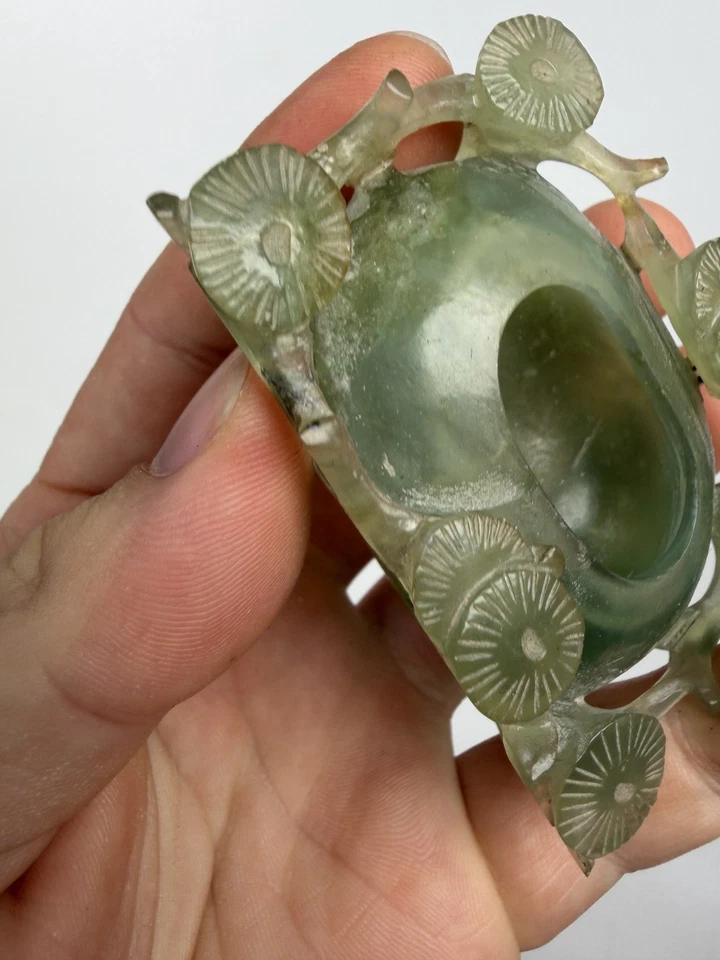 20 世纪初中国古董雕刻玉墨水瓶刷洗衣机学者物品 — 第 2/4 张图片