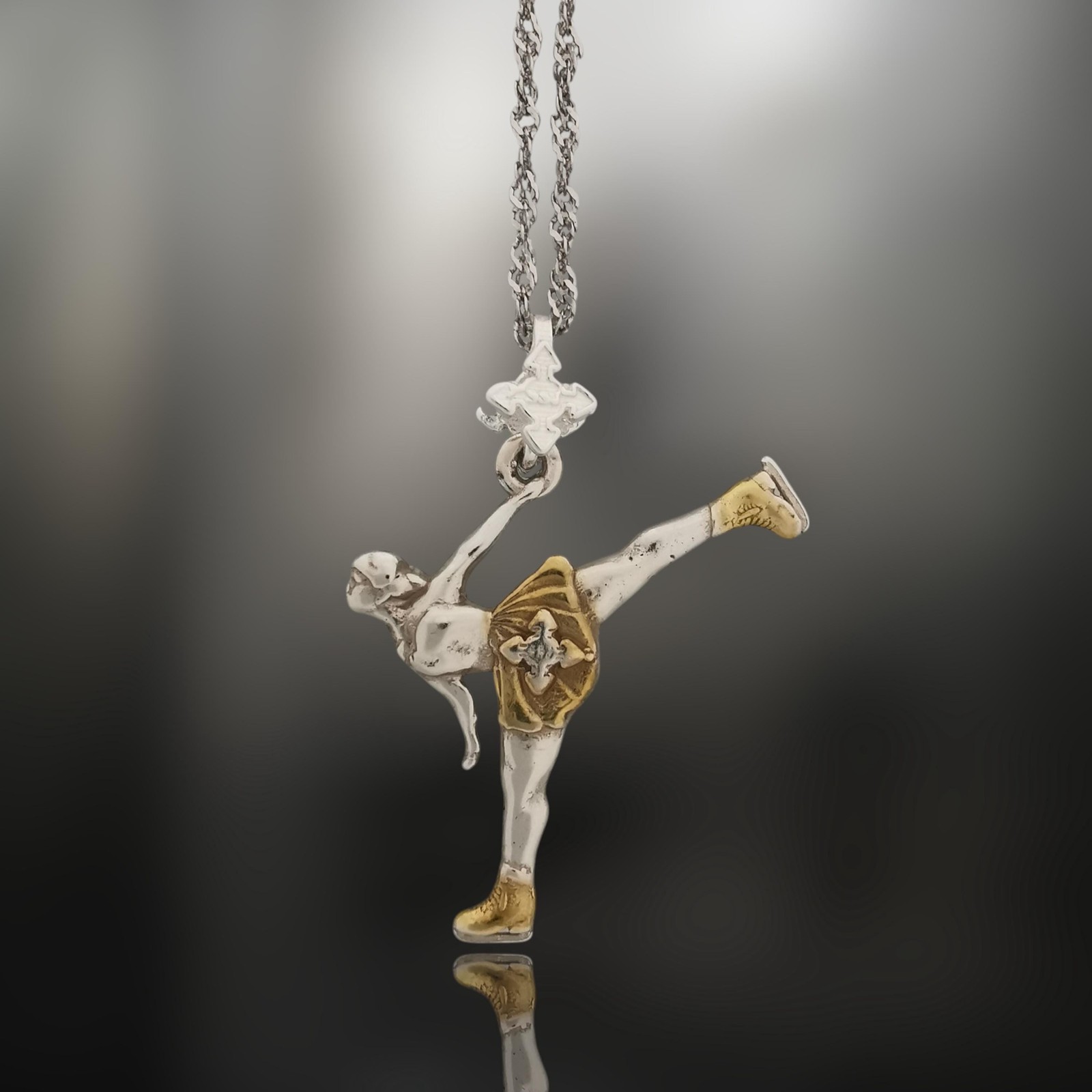 Collar colgante de patinaje artístico - Joyería enchapada en plata 925 y oro para mujer