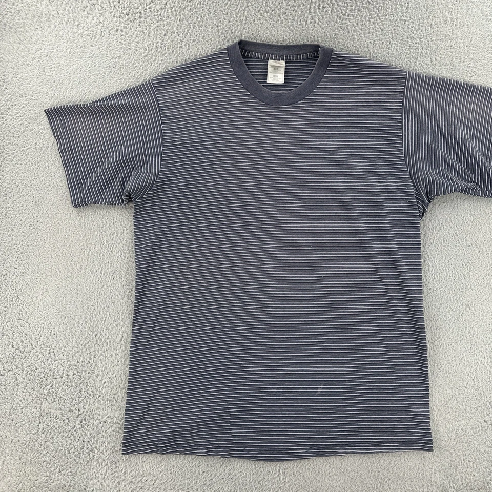 Camisa De Colección Fruit Of The Loom Para Hombres XL Gris Rayas Puntada Única Hecha en EE. UU. Años 90 Foto 3 de 4