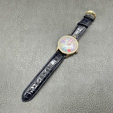 Betsey Johnson Womens Watch Gold Crystal Bezel Blue Strap Heart Dial NEW BATTERY