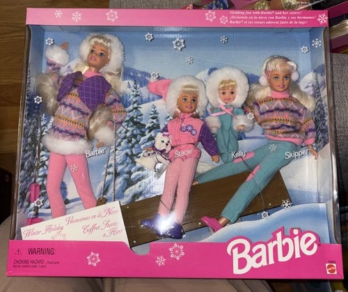 Winter Holiday Barbie Skipper Stacie Kelly Koko Gift Set 1995 Mattel #15645 VTG