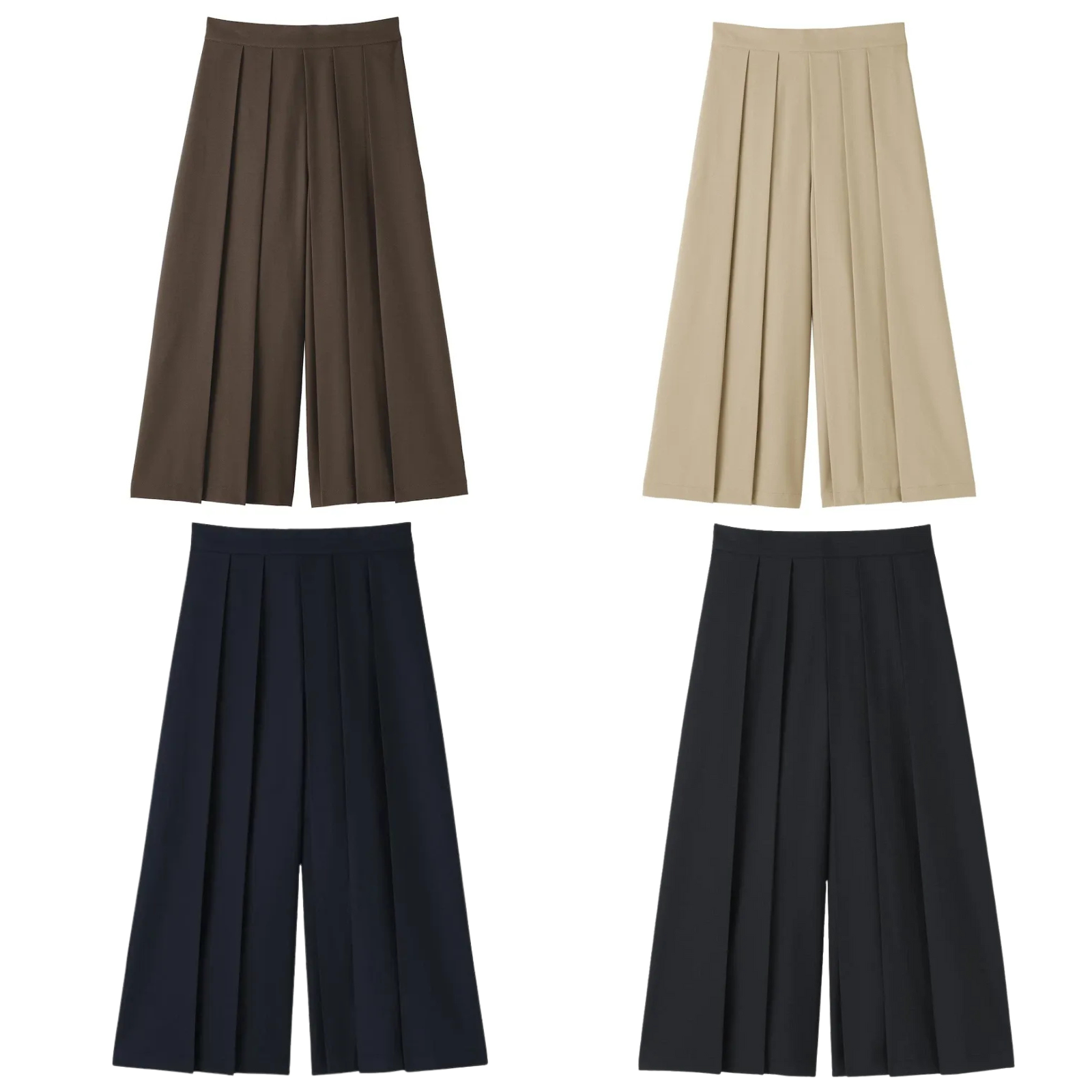 MUJI Women's Double Weave Hakama-Style Pants Wide Leg 4 Colors Casual Fit New