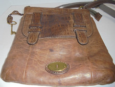 Fossil Long Live Vintage 1954 Distressed Brown Leather Crossbody Bag