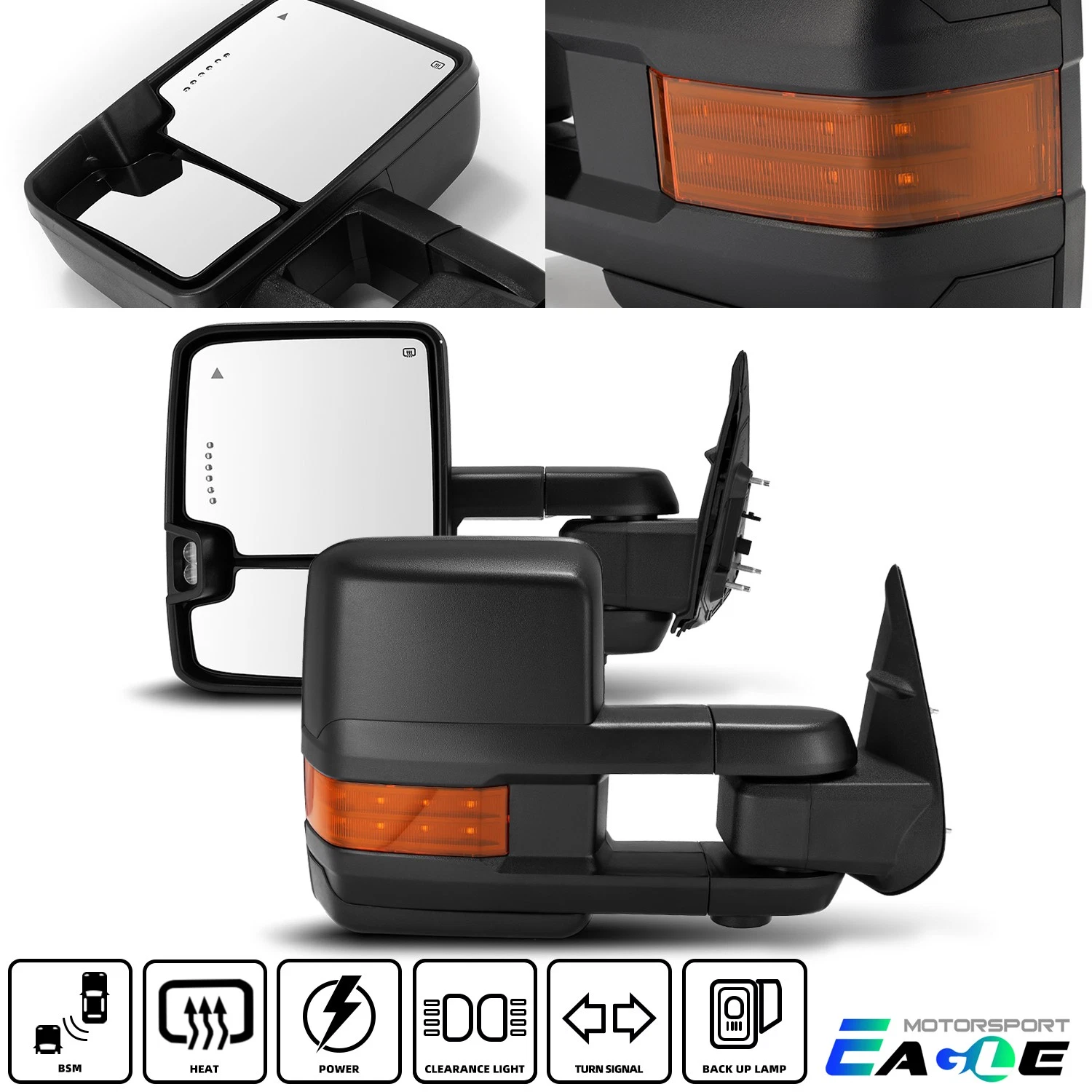 Towing Mirrors Fits 2016-2021 Tacoma Power Heated Turn Signal+Back up Light+BSM