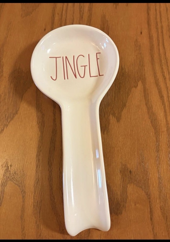 Rae Dunn JINGLE Ceramic Spoon Rest White Holiday Christmas Modern