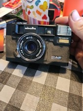 Vtg Minolta Hi-Matic AF Auto Focus 38mm f2.8 35mm Film Camera Cosmetically Good