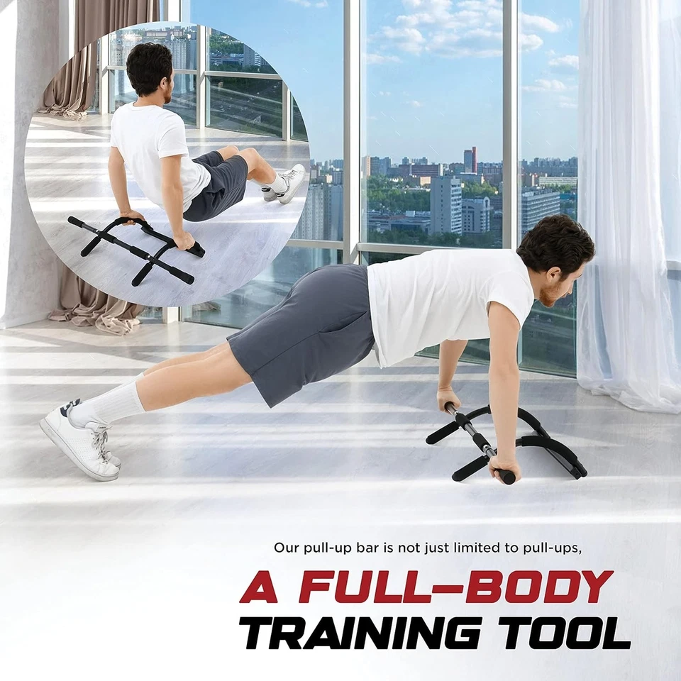 Barra de tracción de puerta de alta resistencia sin taladro entrenador de barbilla 300 lb agarre múltiple fitness - Imagen 3 de 4